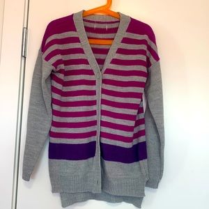 Striped Purple and Gray Kids Cardigan - old navy size 8 yrs old